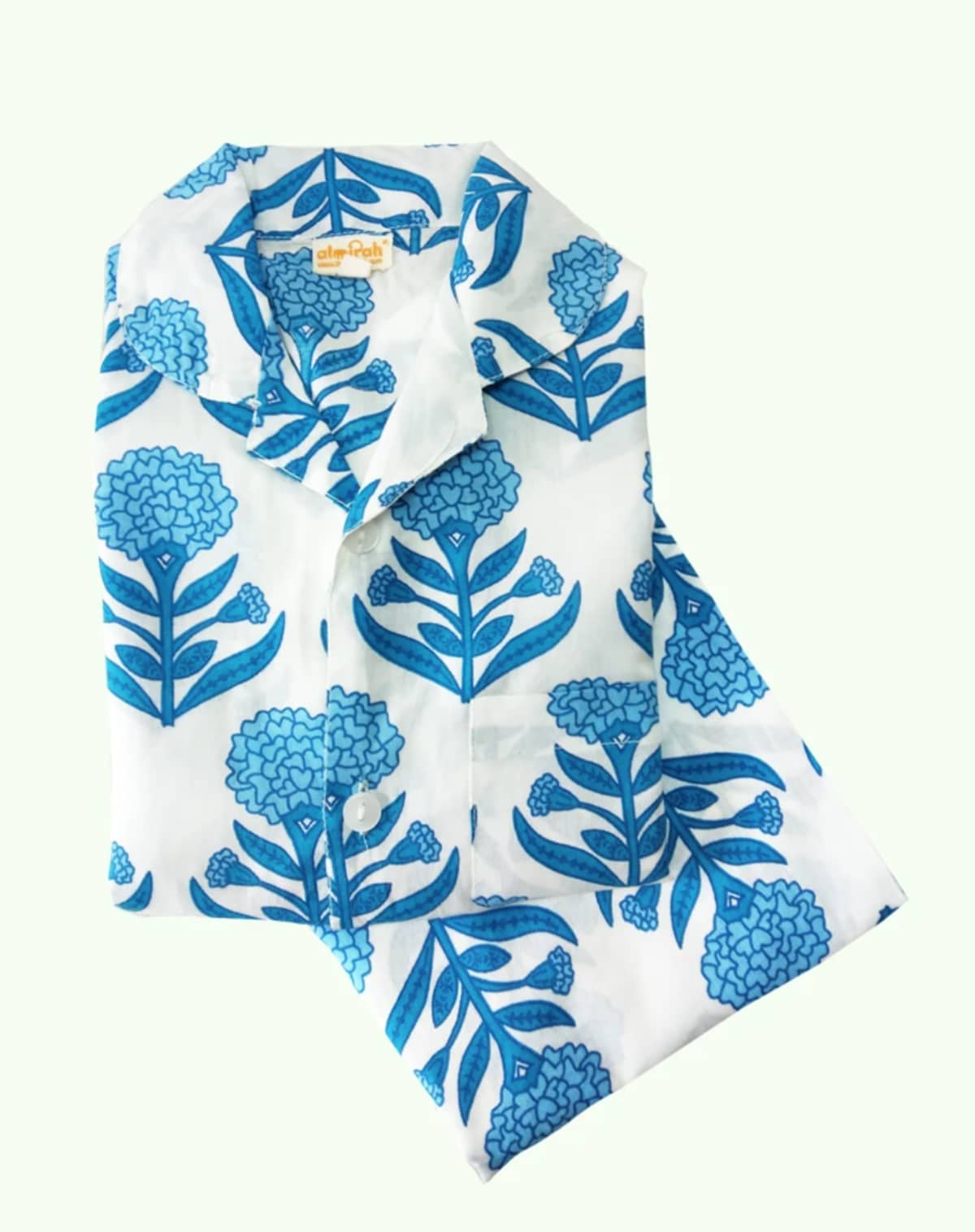 The Almirah Kids Genda Flower Pyjamas Set in Blue and White