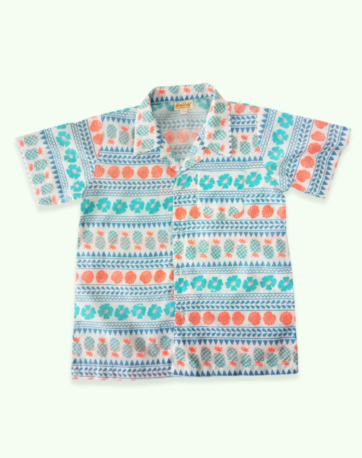 The Almirah Kids Hibiscus Floral Print Cotton Shirt
