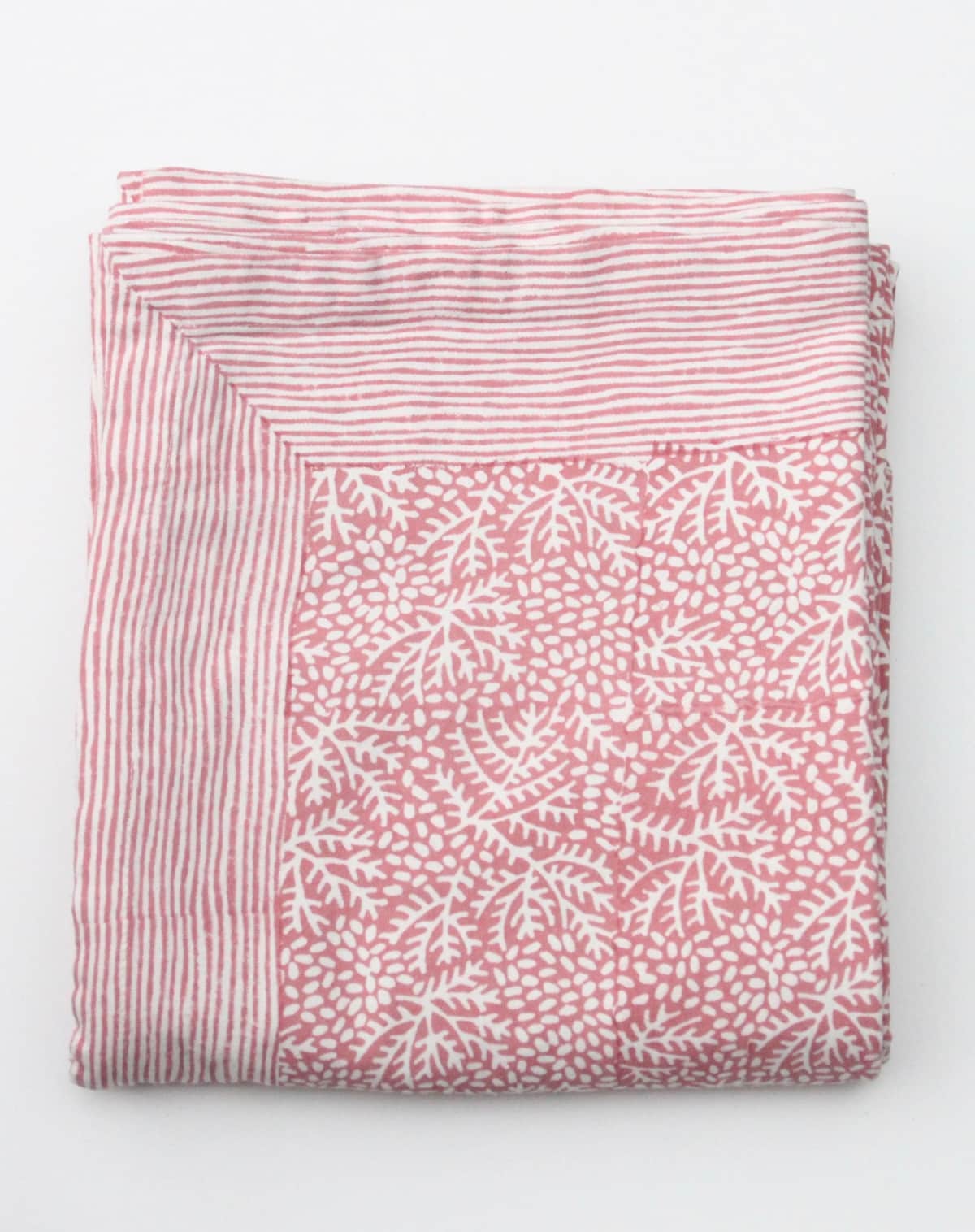 Karlijn Van Driel Block Printed Cotton Tablecloth in Floral Coral