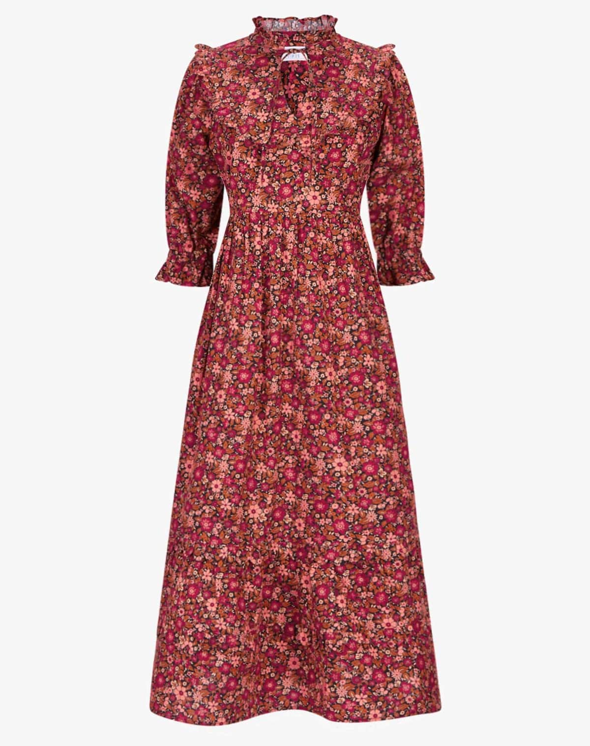 Pink City Prints Eliza Dress in Autumn Bouquet Print