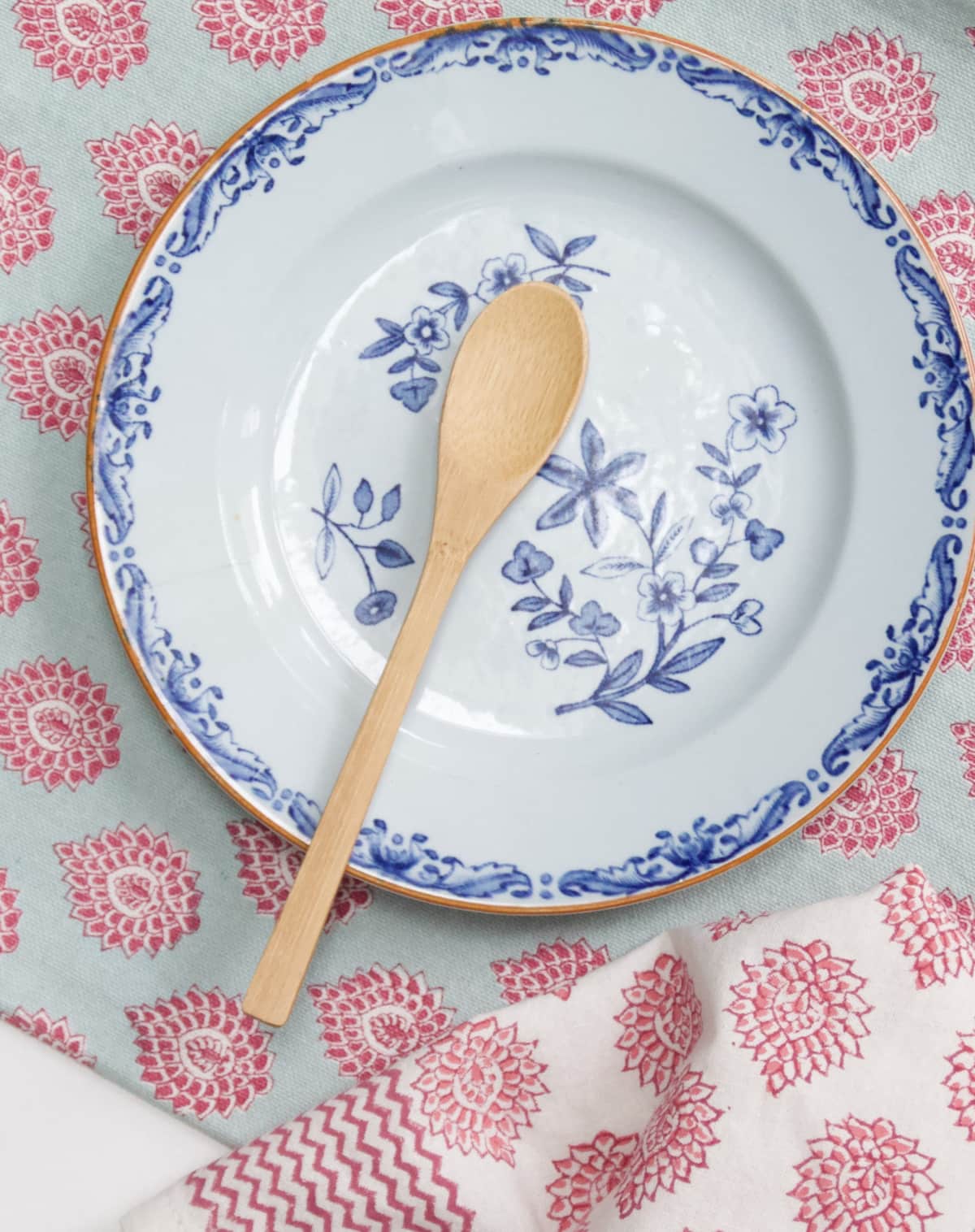 Karlijn Van Driel Little Lotus Block Printed Cotton Tablecloth