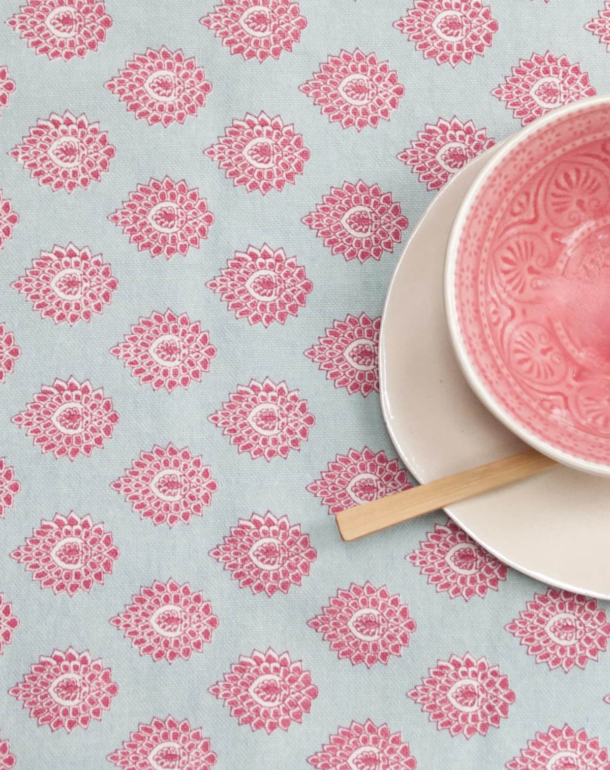 Karlijn Van Driel Little Lotus Block Printed Cotton Tablecloth