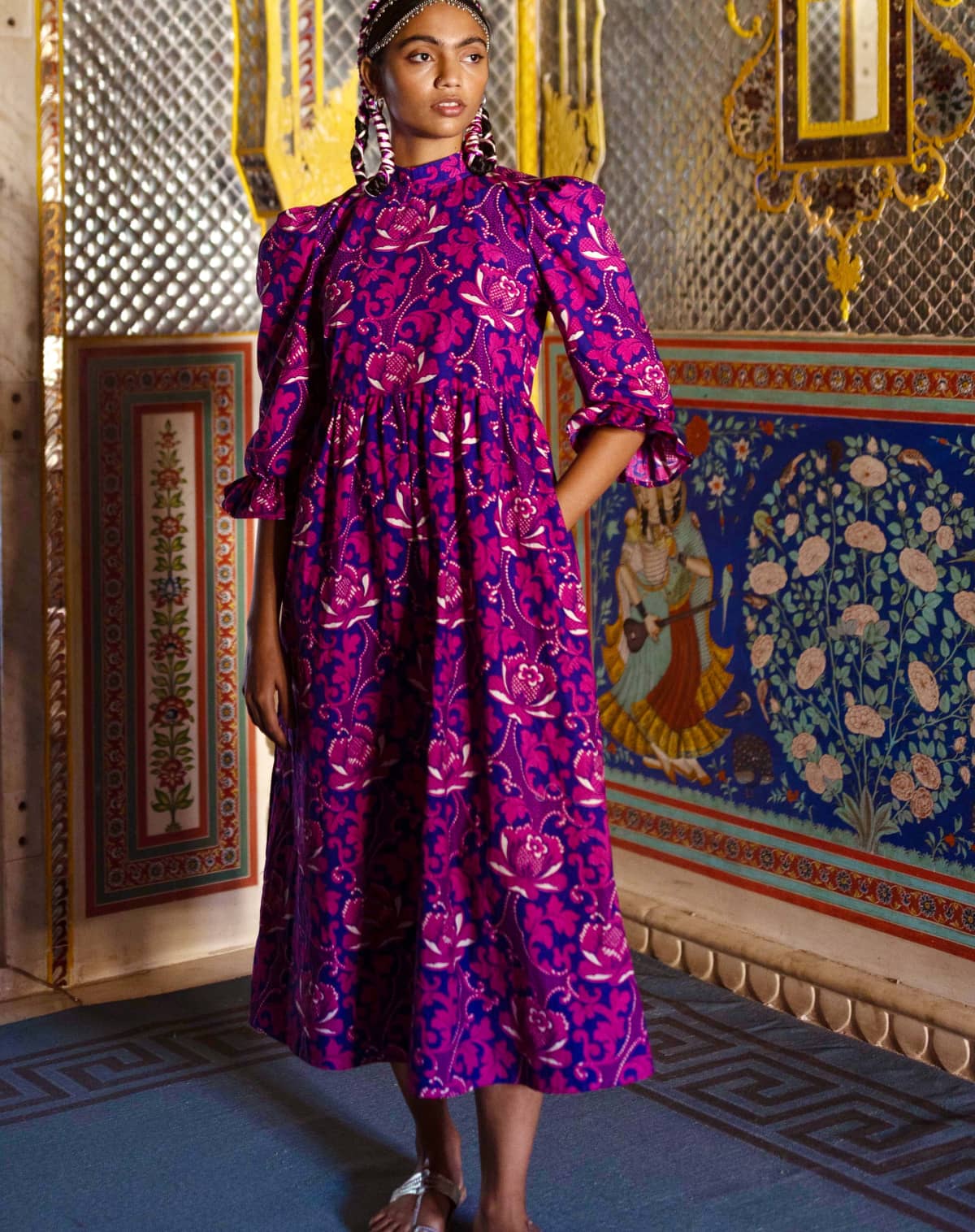 Pink City Prints Mumbai Dress in African Violet Print