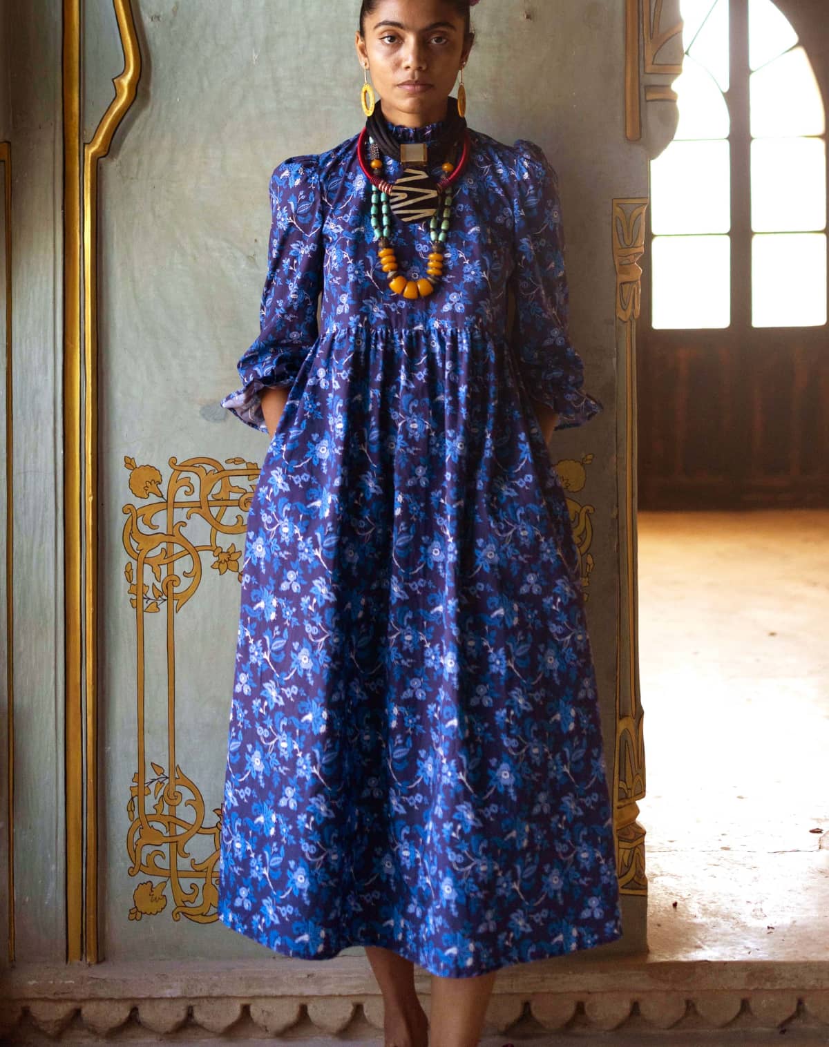 Pink City Prints Mumbai Dress in Midnight Tapestry Print