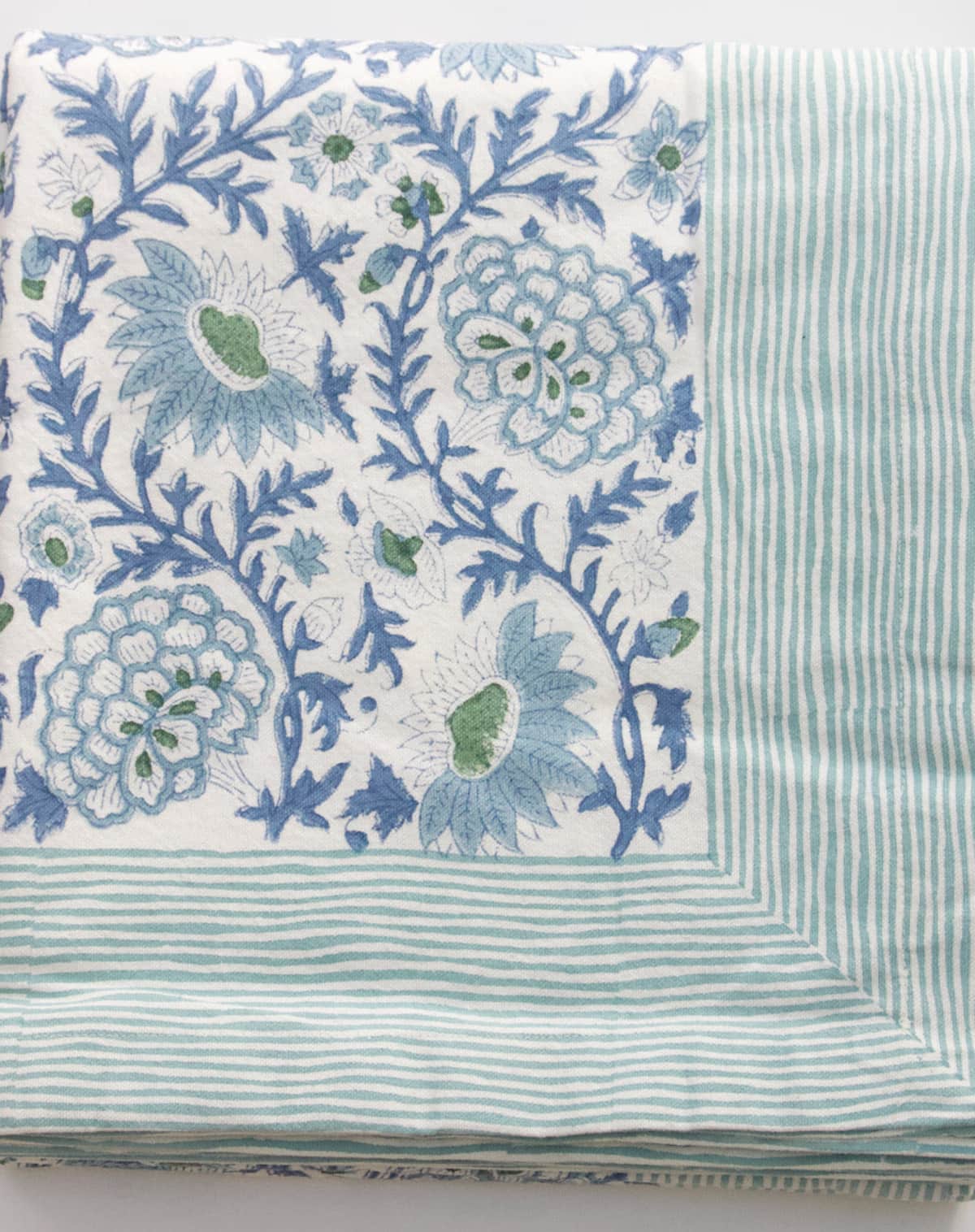 Karlijn Van Driel Block Printed Cotton Tablecloth in Sunny Day Floral Print