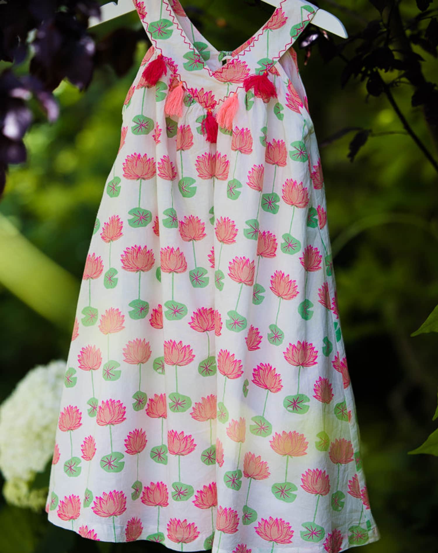 The Almirah Kids Cotton Dress in Pink Lotus Print