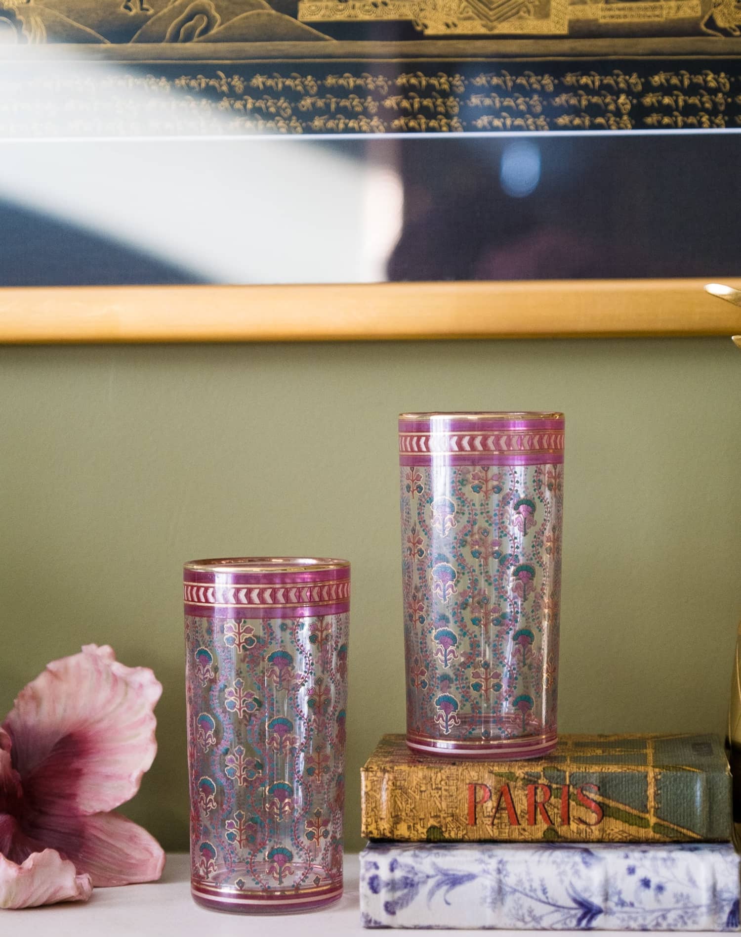 Ritu Kumar Indian Floral Glasses Set in Pink