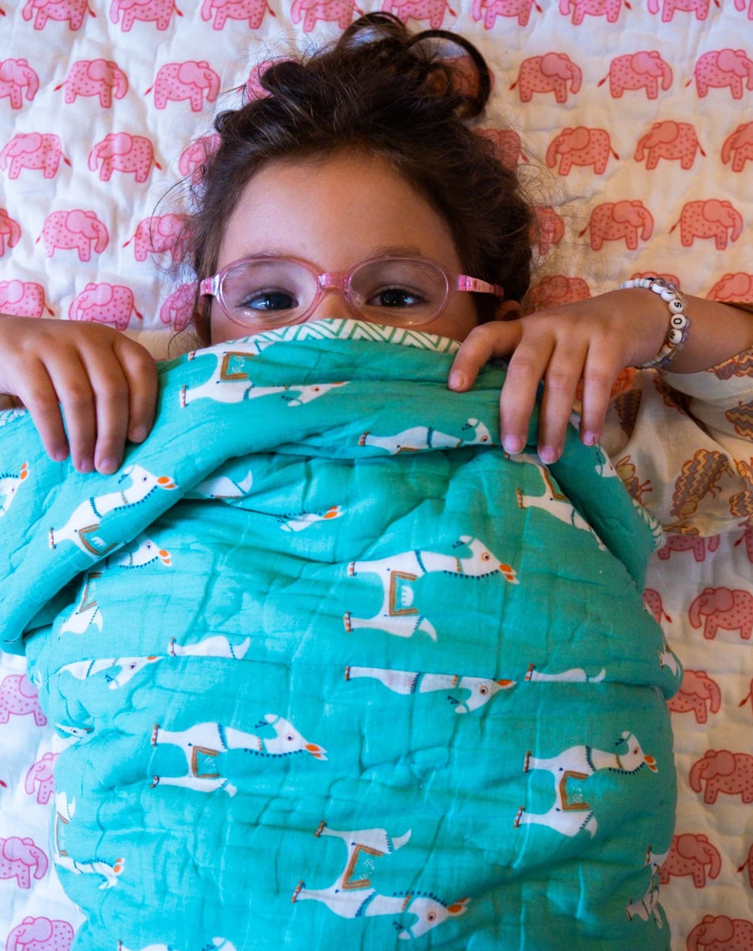 Handmade kid's quilt with a cute Llama print