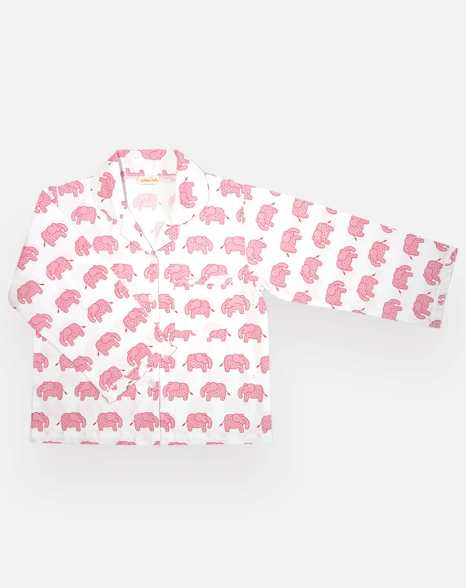 The Almirah Kids Cotton Pyjamas in Pink Elephant Print
