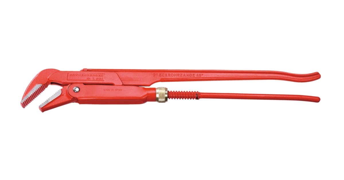 VBW 111005 Eck-Rohrzange 45°, Rot, Max. 12,7 Mm, 240 Mm – Sicherer Halt Mit 3-Punkt-Auflage