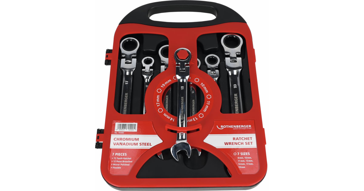 ROCLICK open-ended / hinged ratchet spanner set, 7-part | Open-ended ...