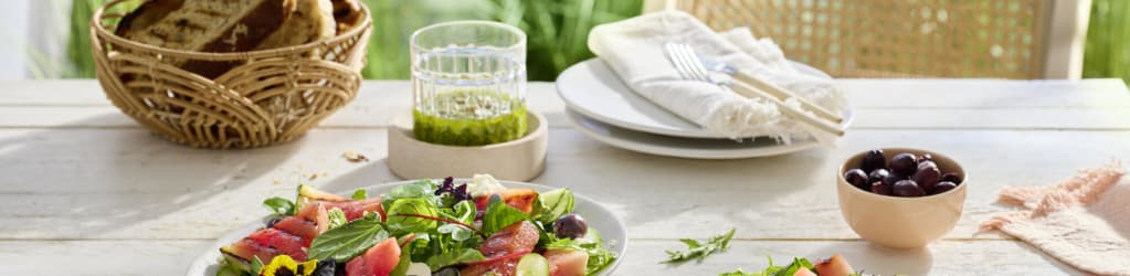 Gegrillte Wassermelone mit Feta und Minzpesto