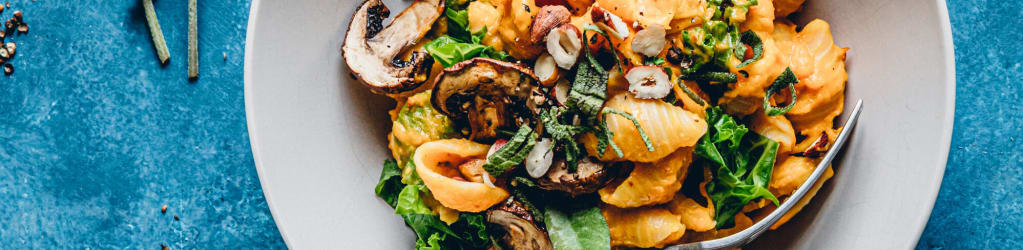 Gnocchi Pasta mit Kürbis und Pilzen