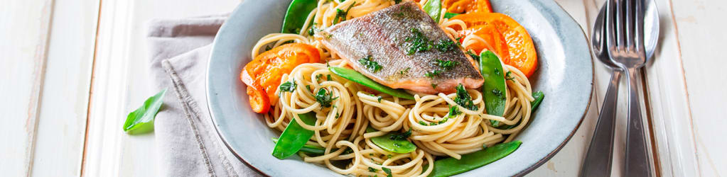 Spaghetti mit Lachsforelle