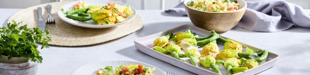 Gefüllte Zucchiniblüten mit Ricotta und Basilikum