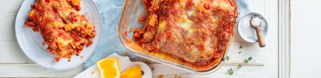 Canelloni mit Linsen-Orangen-Bolognese