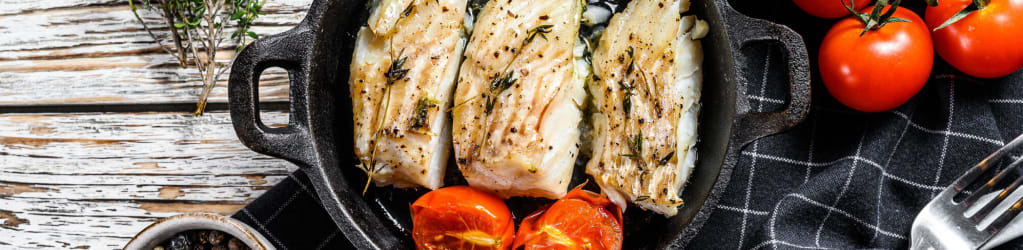 Kabeljau mit Tomaten-Crème en Papillote