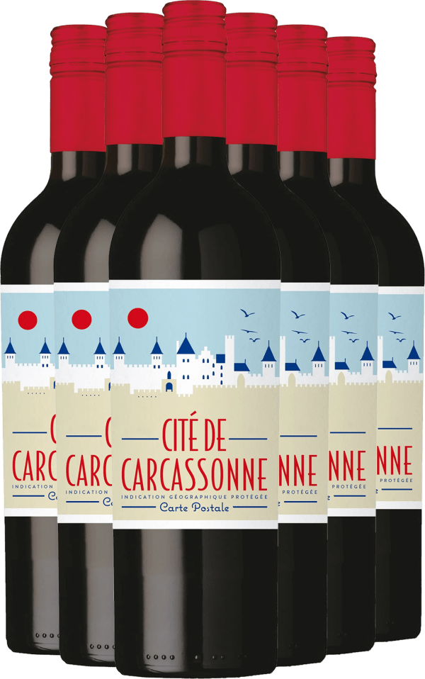 2024 Carte Postale Cité de Carcassonne Rouge im 6er-Vorratspaket