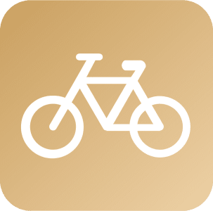 Fahrrad-Icon auf goldenem Grund