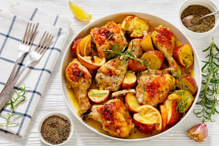 Zitronen-Hähnchen mit Rosmarinkartoffeln