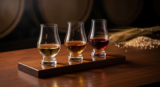 Whisky in mehreren Gläsern
