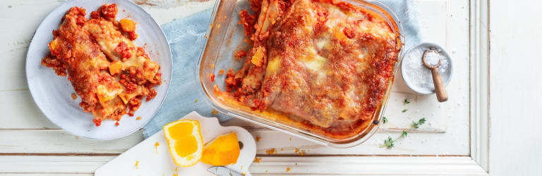 Canelloni mit Linsen-Orangen-Bolognese