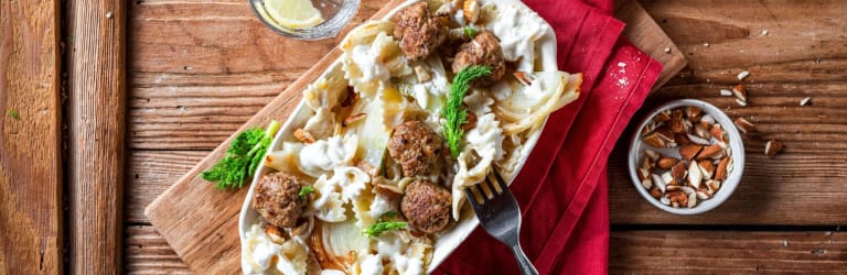 Farfalle mit Fenchel und Hackbällchen