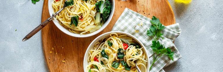 Spaghettini Aglio e Olio mit Mangold