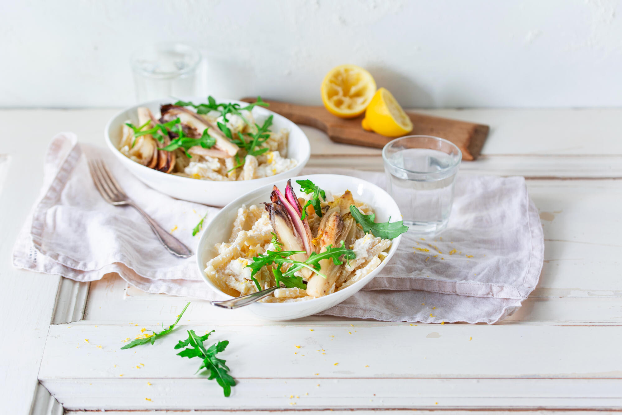 Maccheroni in cremiger Zitronen-Ricotta-Soße