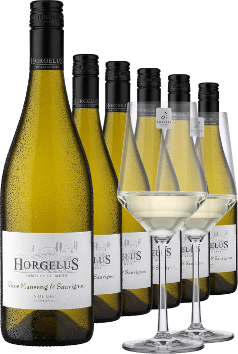 2023 Horgelus Gros Manseng & Sauvignon im 6er-Vorratspaket inkl. 2er-Set Zwiesel Glas »PURE«