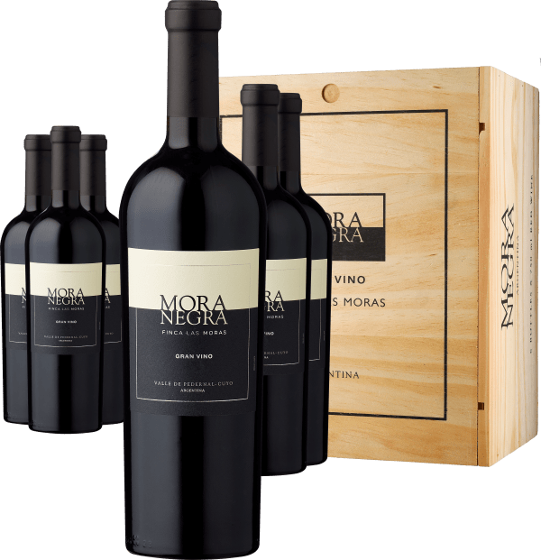 3+3-PAKET Finca Las Moras Mora Negra 2020 – in der Holzkiste