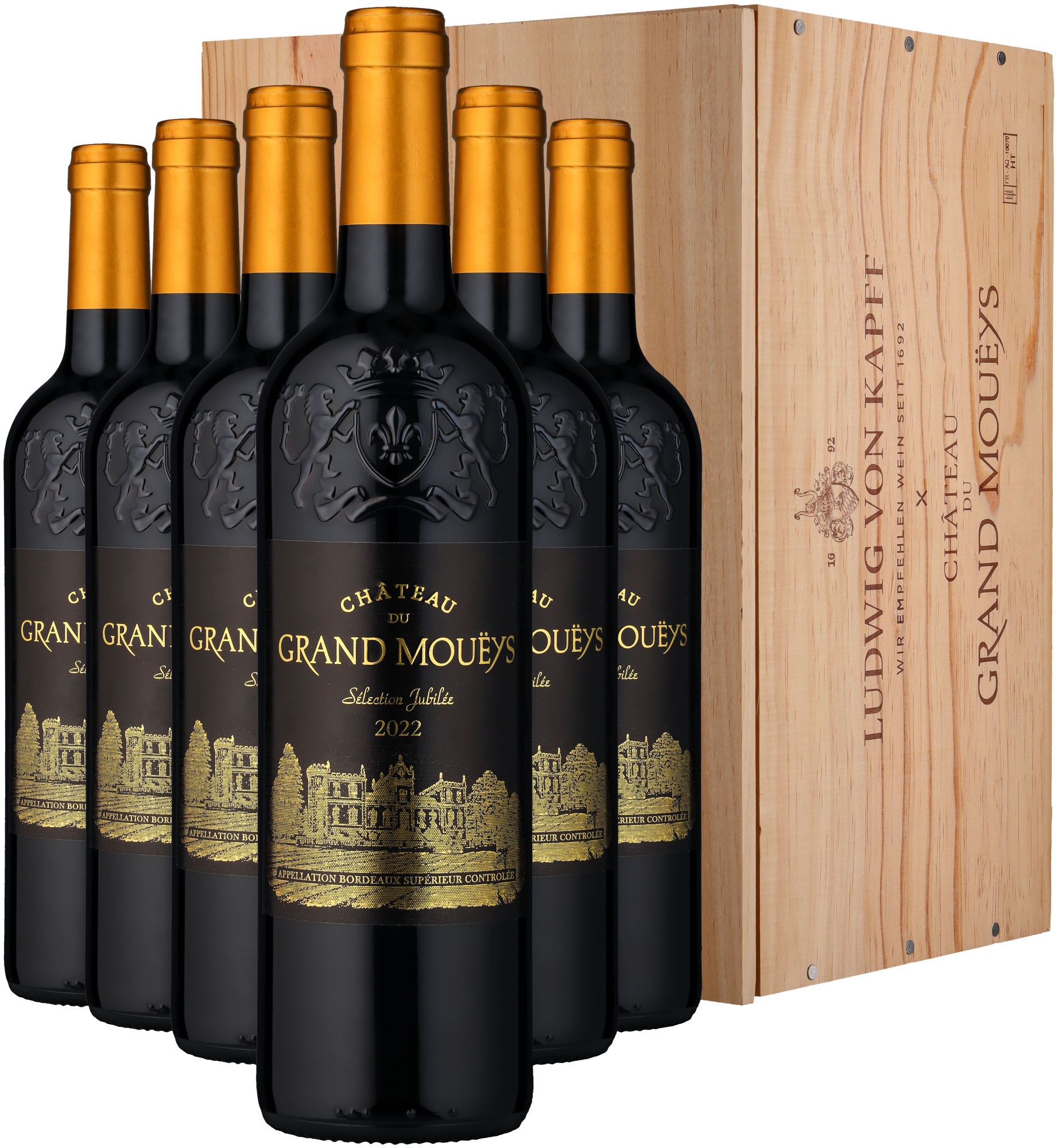 6 Flaschen 2022 Château du Grand Mouëys Sélection Jubilée - in der Holzkiste - Château du Grand Mouëys