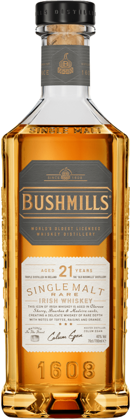 Image of Bushmills 21 Years Old Single Malt Rare Irish Whiskey