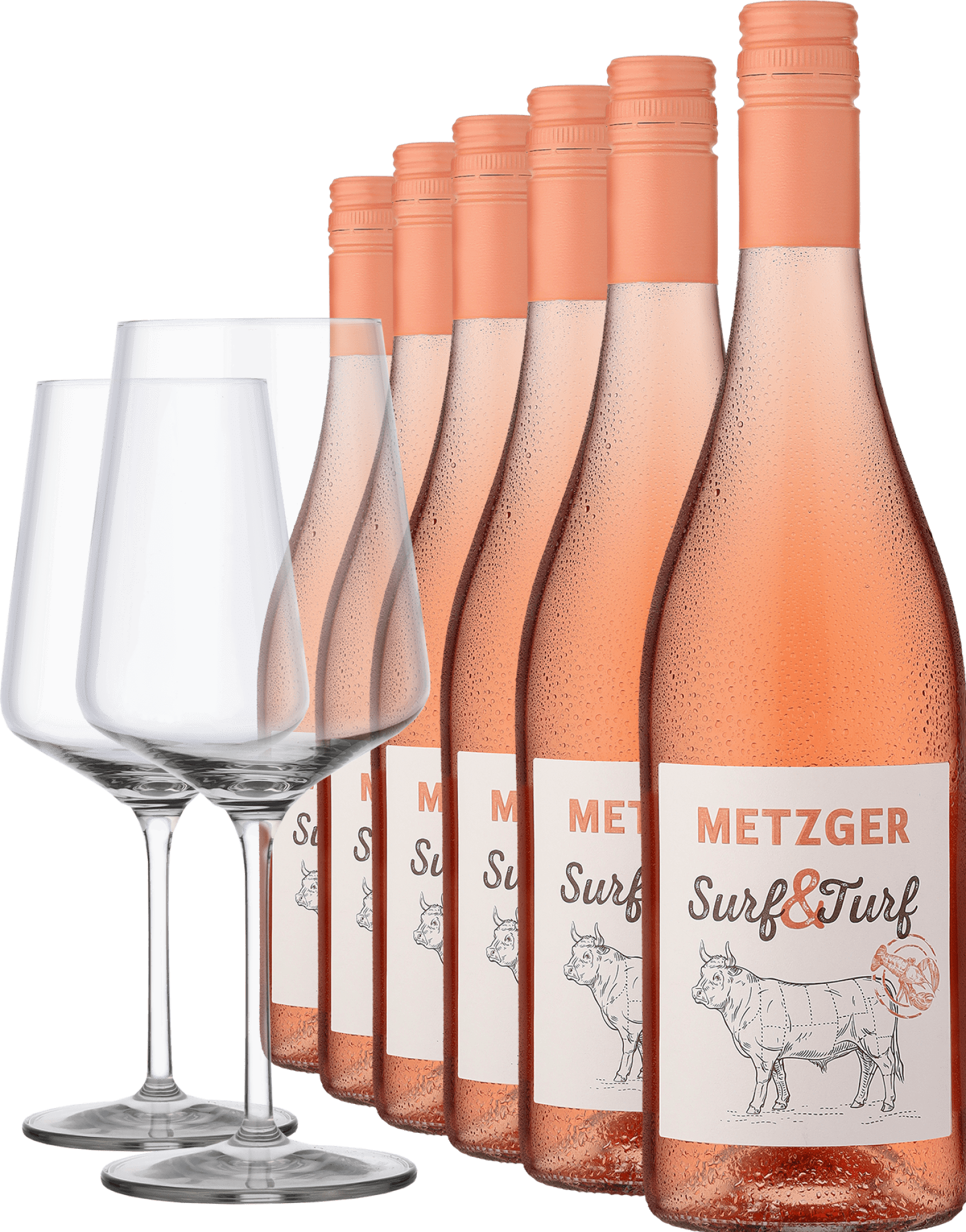 2025 Metzger »Surf’n’Turf« Rosé im 6er-Vorratspaket + 2er-Set Ritzenhoff Glas »Vinelle« GRATIS