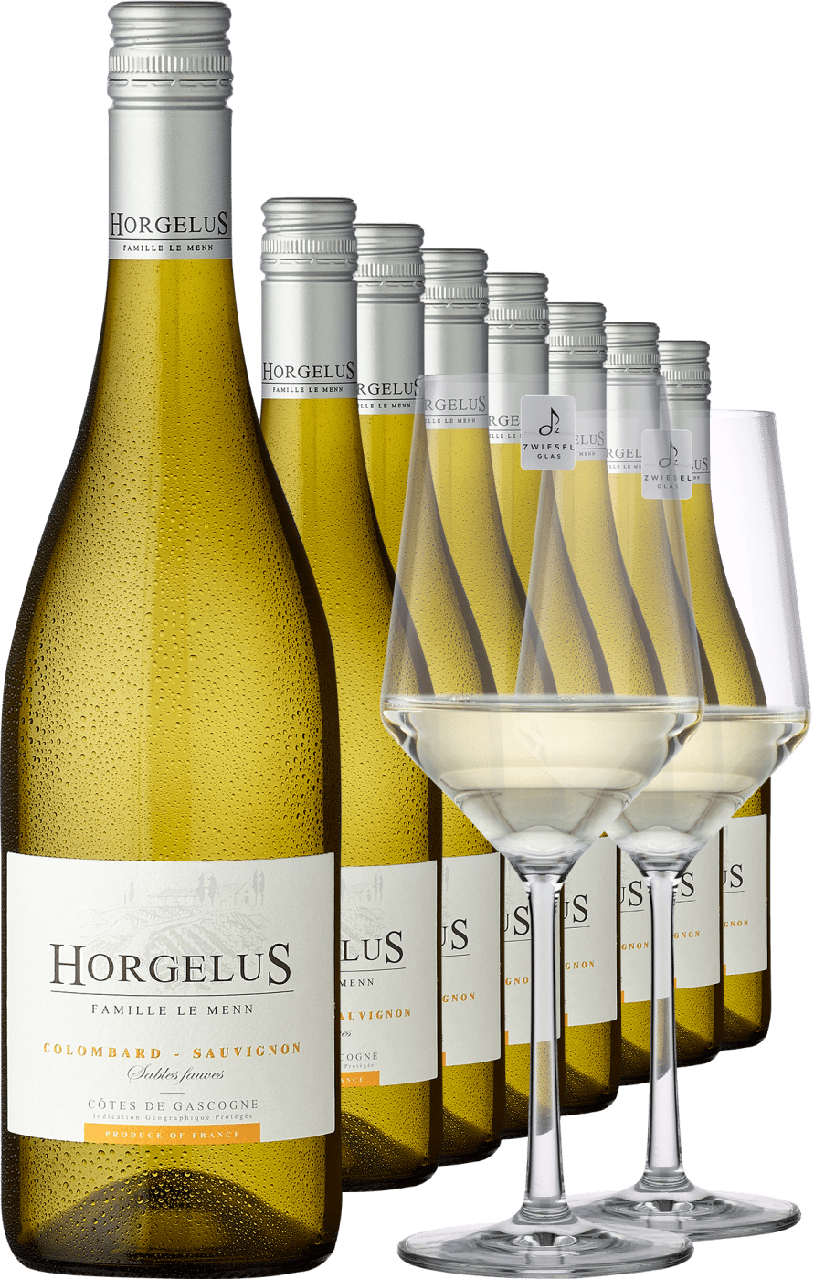 2022 Horgelus Blanc im 8er-Vorratspaket inkl. 2er-Set Zwiesel Glas »PURE«  Club of Wine DE