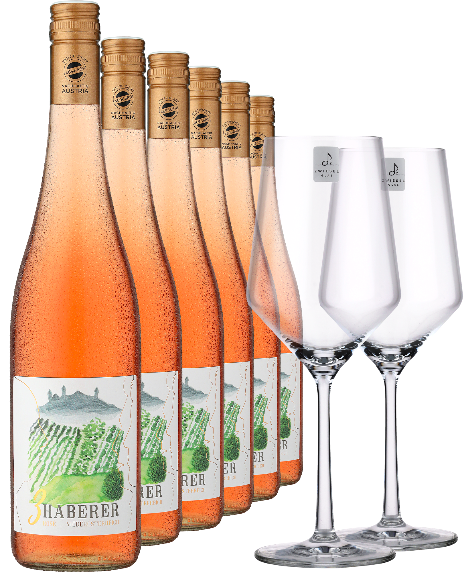 2023 Müller »3 Haberer« Rosé im 6er-Vorratspaket inkl. 2er-Set Zwiesel Glas »PURE«  Club of Wine DE