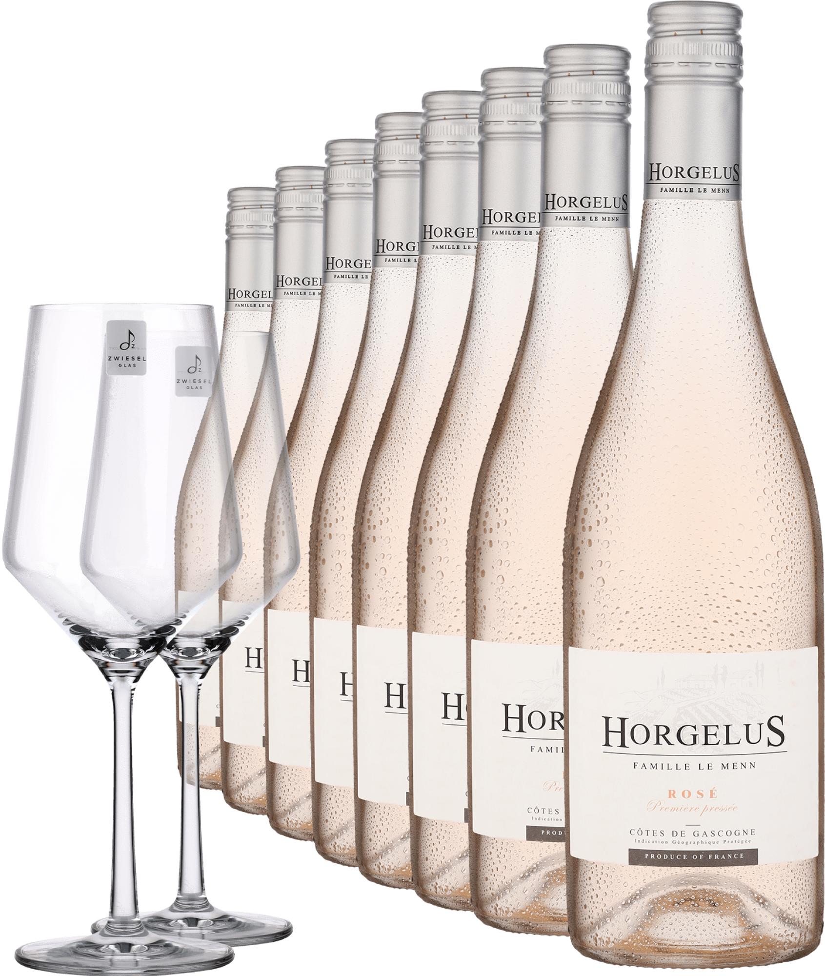 2025 Horgelus Rosé im 8er-Vorratspaket inkl. 2er-Set Zwiesel Glas »PURE«