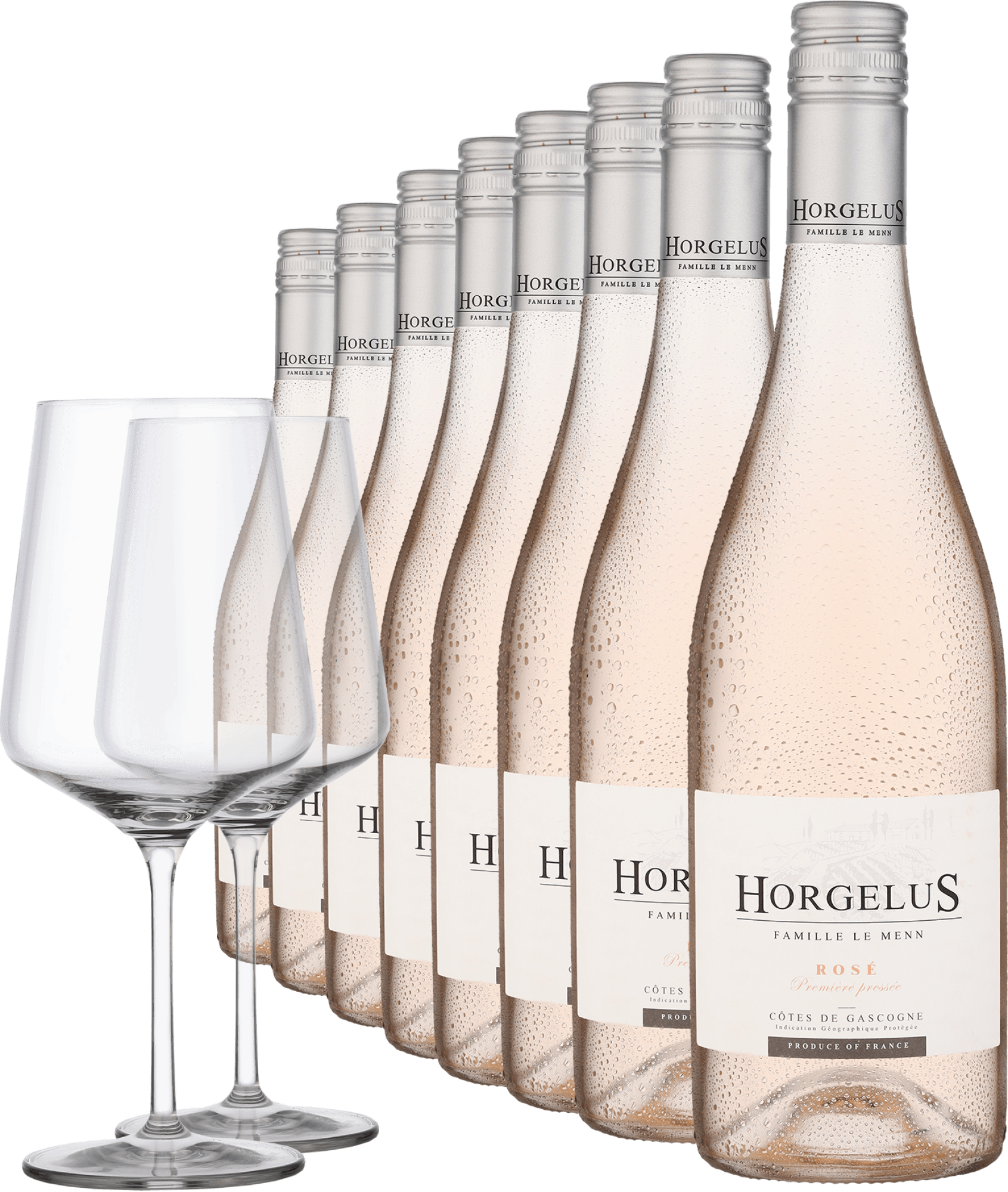 2025 Horgelus Rosé im 8er-Vorratspaket inkl. 2er-Set Zwiesel Glas »PURE«