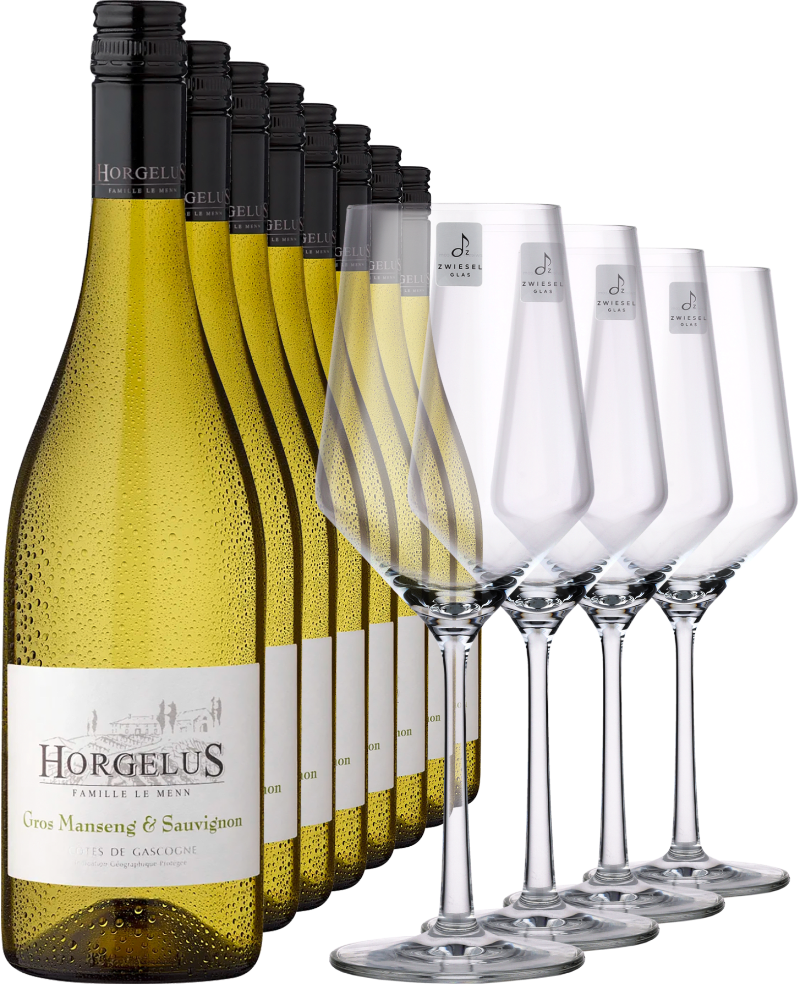 2024 Horgelus Gros Manseng & Sauvignon im 8er-Vorratspaket inkl. Zwiesel-Gläser-Set »PURE«