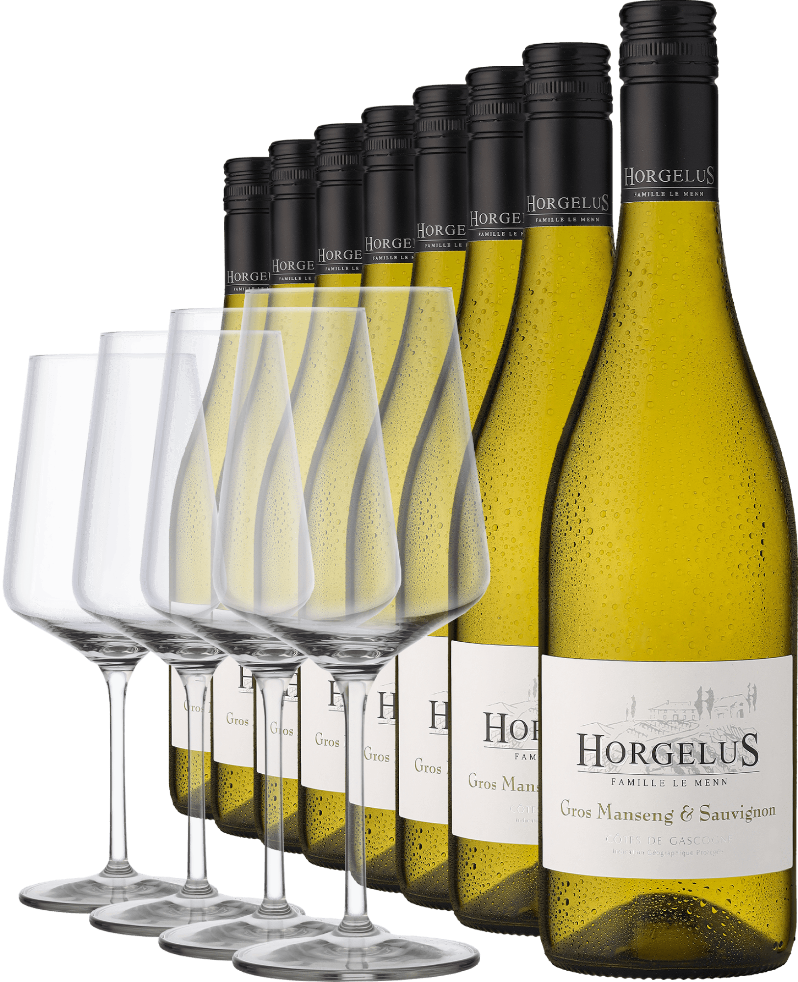 2025 Horgelus Gros Manseng & Sauvignon im 8er-Vorratspaket inkl. 2x Ritzenhoff-Gläser-Set »Vinelle«