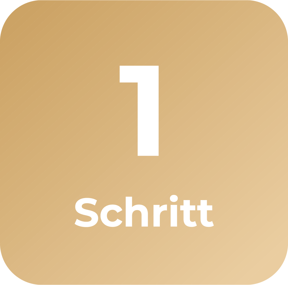 Eine weiße Eins auf goldenem Hintergrund.