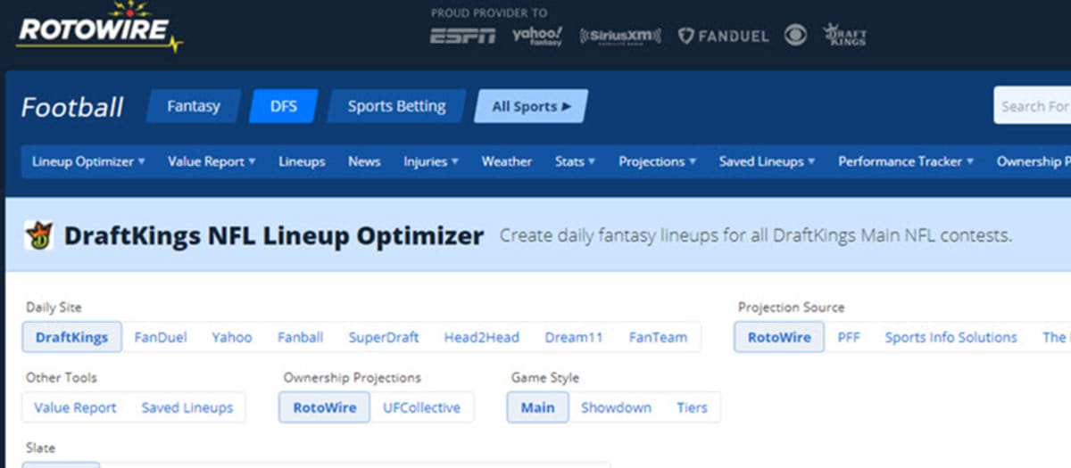 How To Use Our Nfl Dfs Lineup Optimizer My nba account sign in to nba account select tv provider. how to use our nfl dfs lineup optimizer