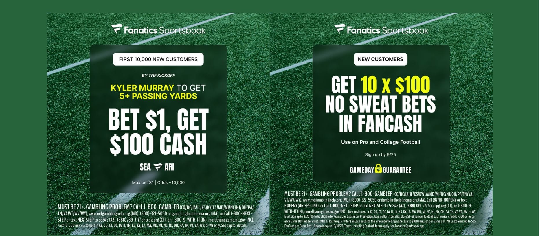 Fanatics Sportsbook Promo: Get $100 if Kyler Murray Passes For 5+ Yards | LIMITED TIME OFFER