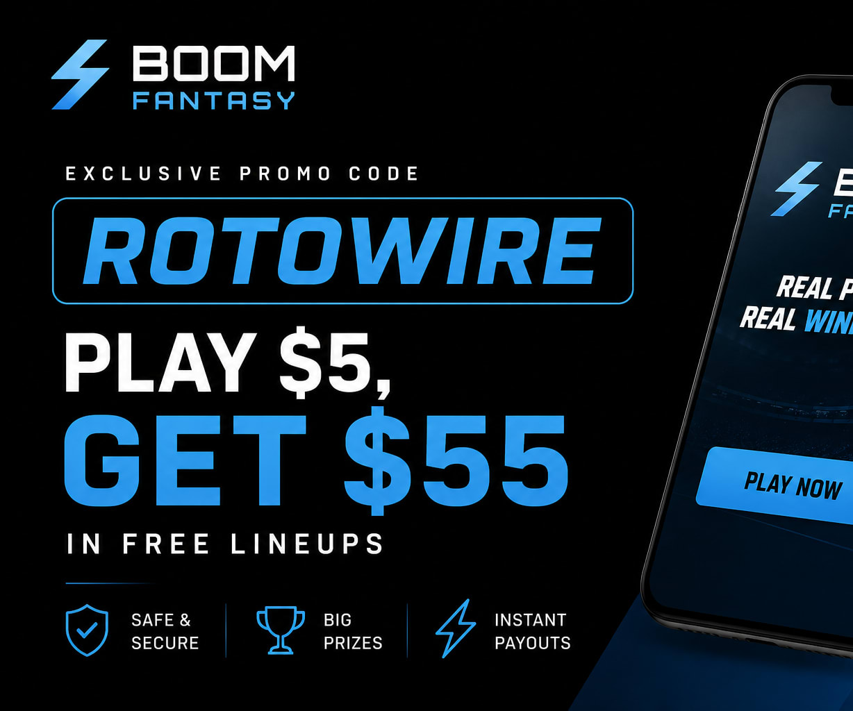 Boom Fantasy Promo Code ROTOWIRE: Play $5, Get $55 in Lineups