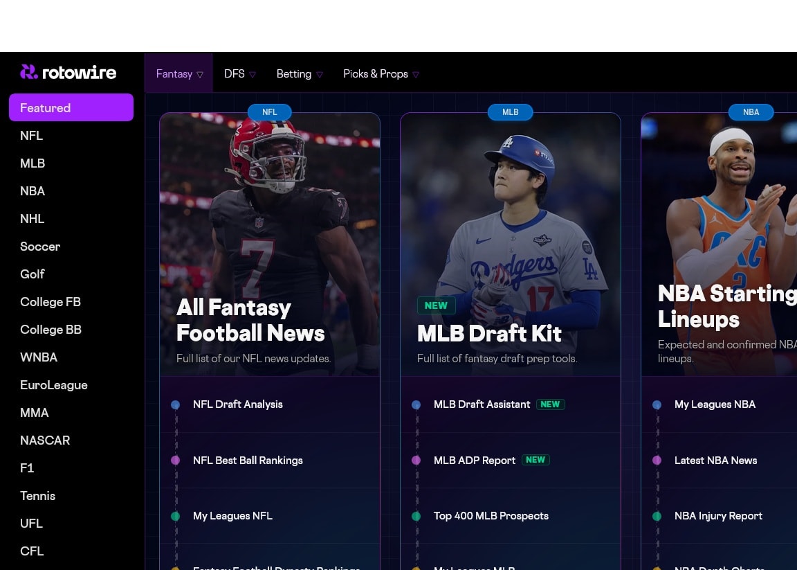 Announcing RotoWire's New Navigation