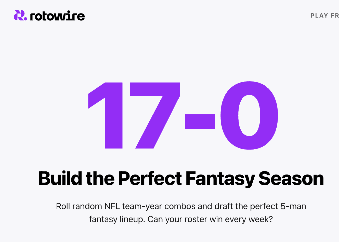 NFL 17-0 Game: Build an Undefeated Fantasy Football Team