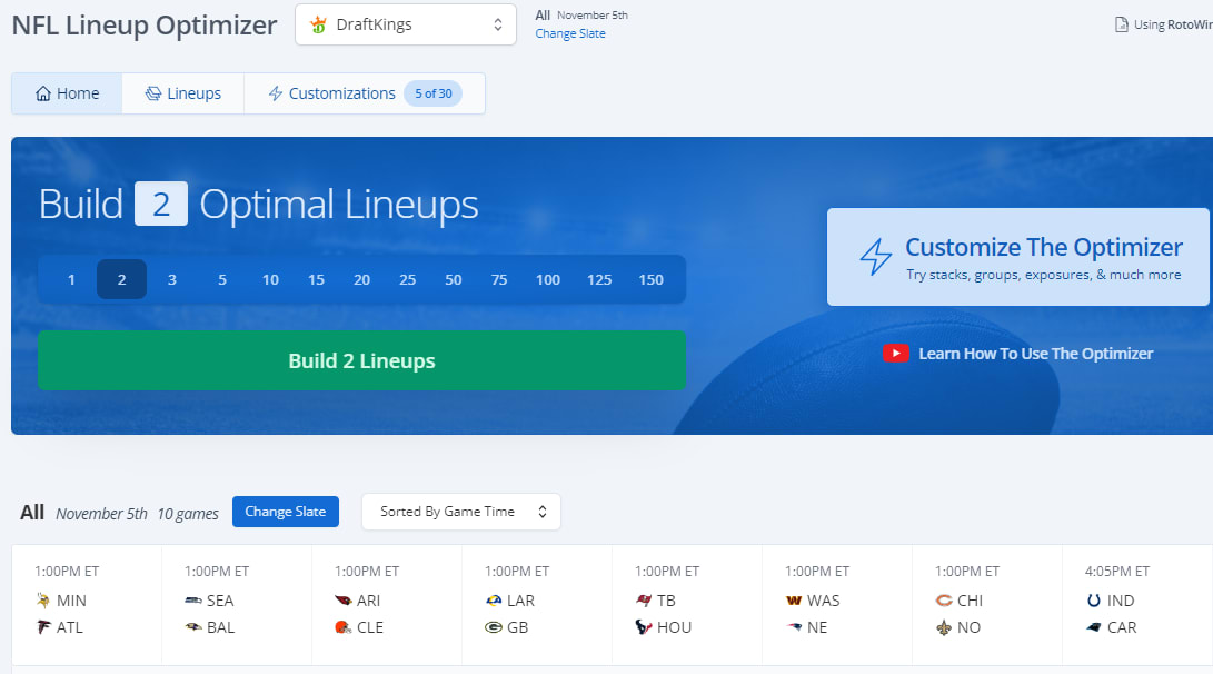 RW Tutorials: NFL DFS Lineup Optimizer