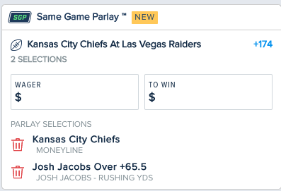 Las Vegas Raiders vs Kansas City Chiefs Same Game Parlay Picks