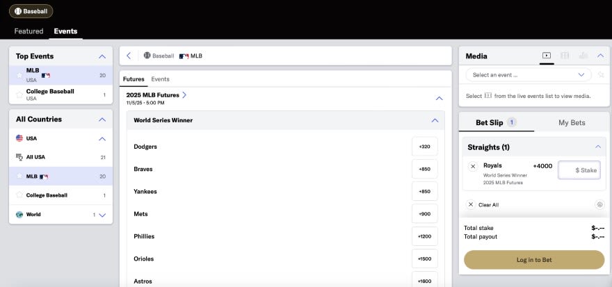 2025 MLB futures odds from BetMGM Sportsbook.
