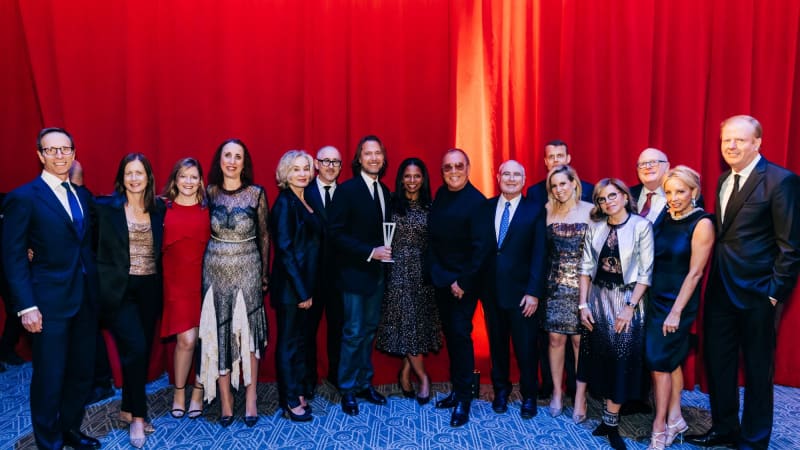 Fashion designer Michael Kors, left, and his husband Lance LePere, right,  attend the Roundabout Theatre Company 2022 Gala at the Ziegfeld Ballroom on  Monday, March 7, 2022, in New York. (Photo by